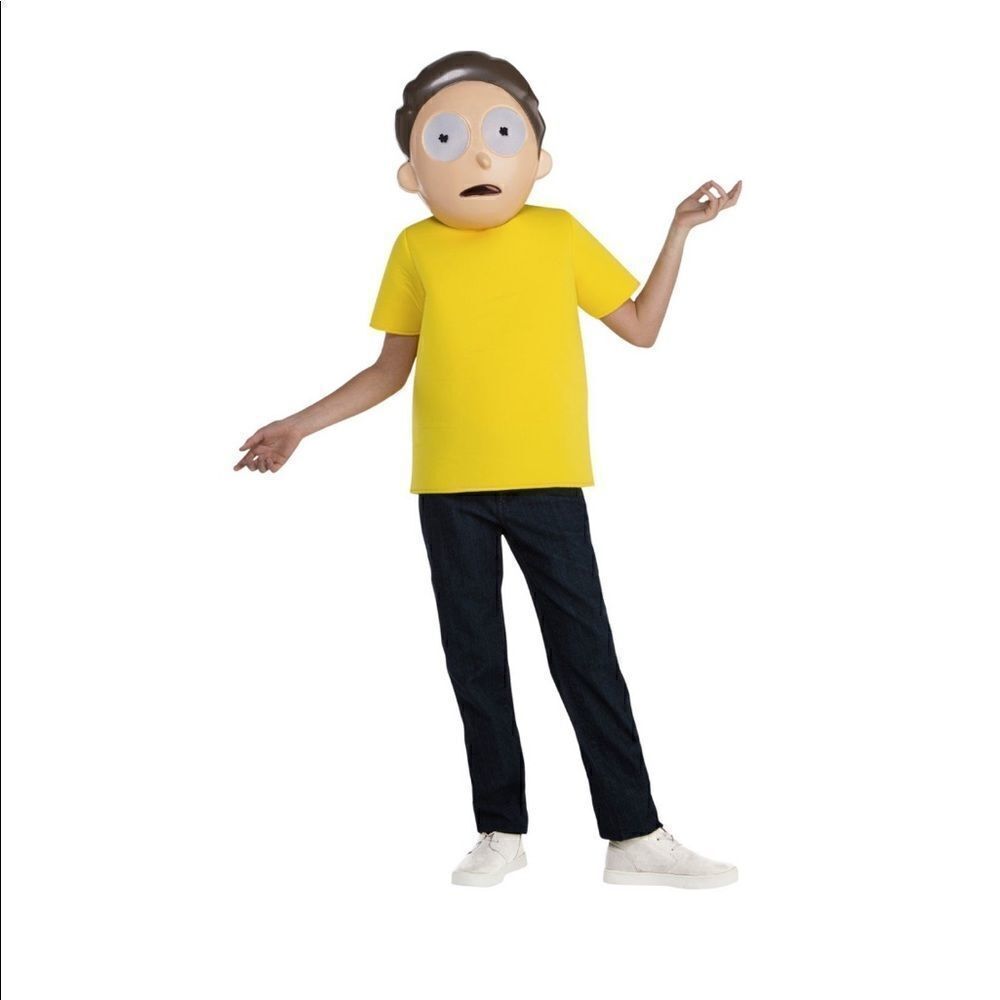 Rick and Morty teen cosplay costume Morty Smith face mask and shirt Halloween